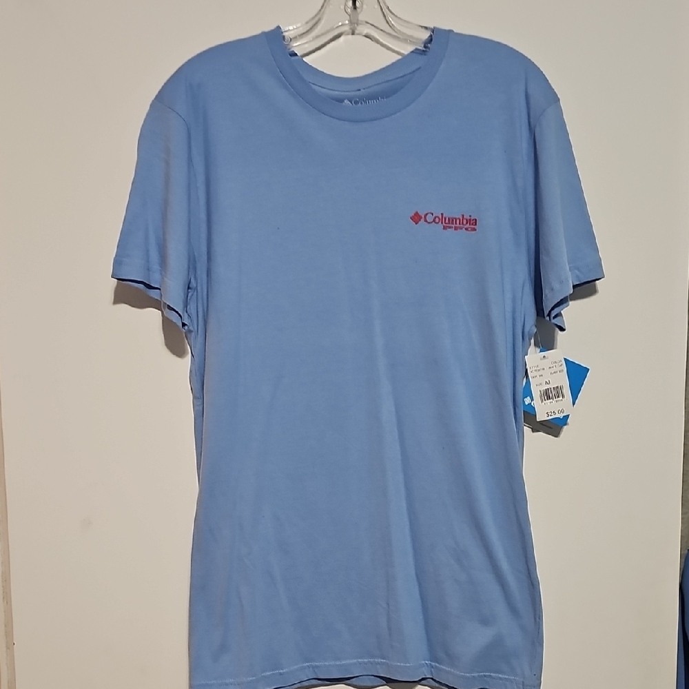 New Columbia Light Blue Short Sleeve Tee North Carolina Elements Of Fishing Med